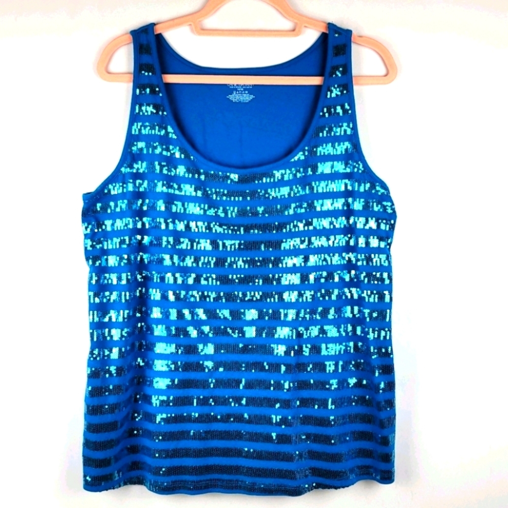 Lane Bryant Teal Sequence Tank Top Size 14/16